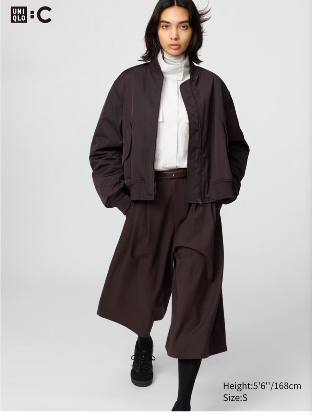 Uniqlo Wide Culotte Trousers, brown, size L